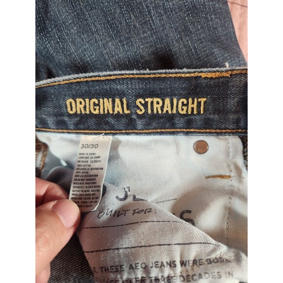 American‎ Eagle Jeans Mens 31x29 Blue Original Straight - Picture 3 of 6